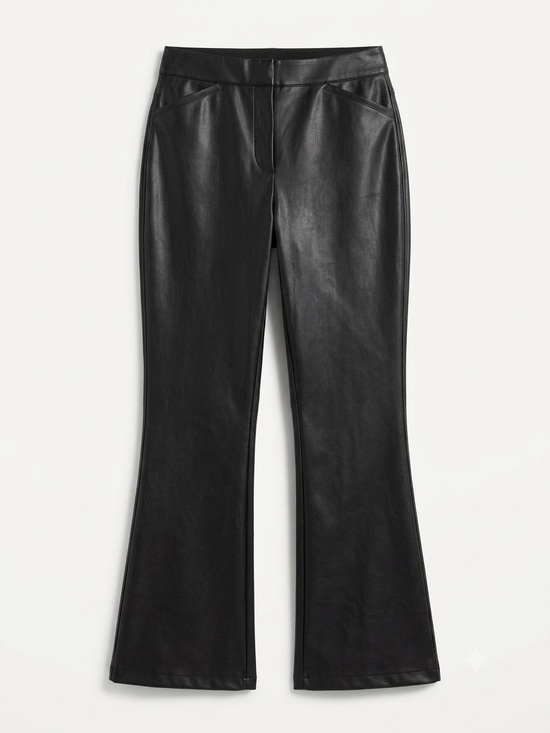 BUCKLE BLACK Pants - BUCKLE BLACK Black Faux Leather Pull-On Flare Pants Medium